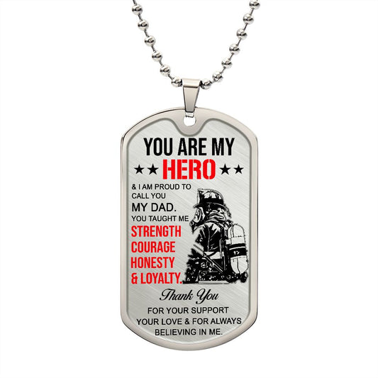 To My Firefighter Dad Gift - Custom Dog Tag Necklace