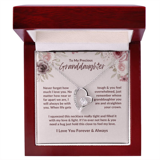 To My Precious Granddaughter Forever Love Necklace Gift