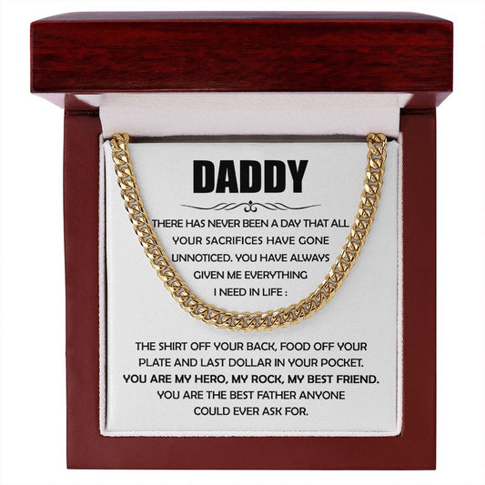 Daddy You Are My Hero - Cuban Link Chain