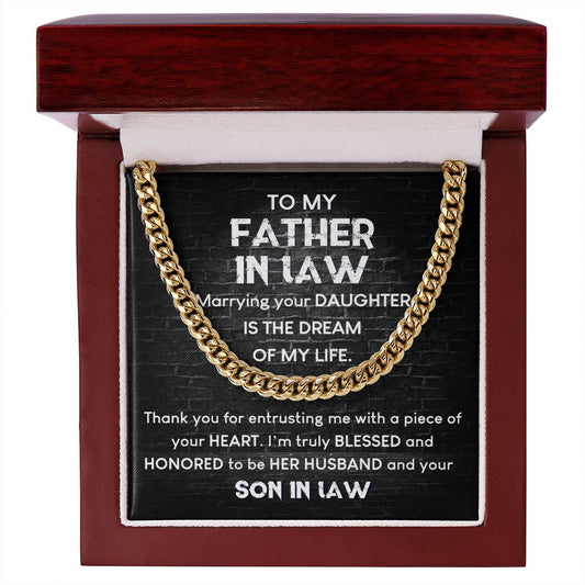 To My Father in Law, Thank You - Cuban Link Chain