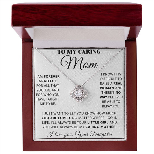 To My Caring Mom Love Knot Necklace