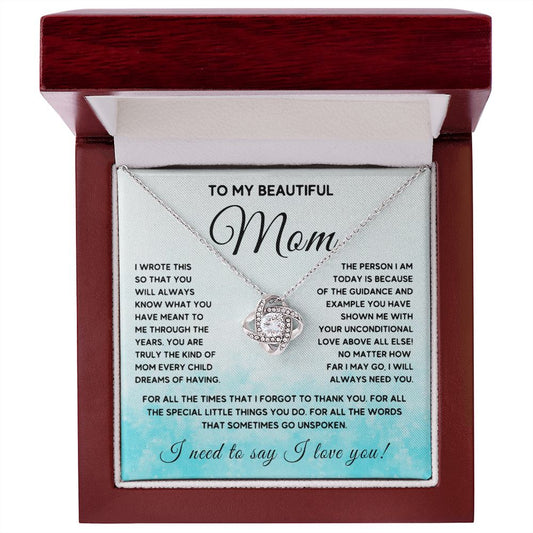 To My Beautiful Mom Necklace, Mothers Day Gifts, Gifts for Mom