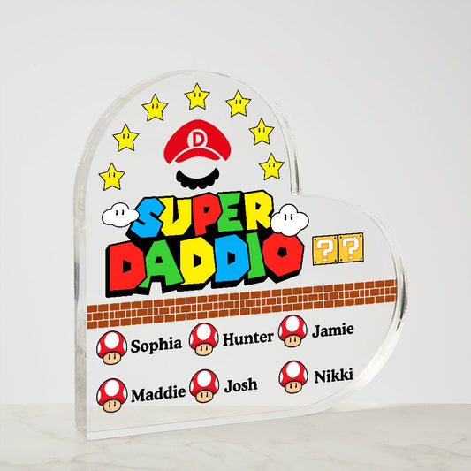 To Our Super Dad - Personalized Heart Shaped Acrylic Plaque