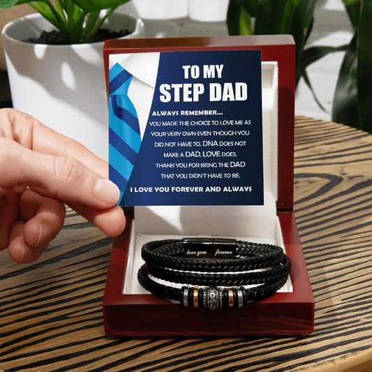 To My Step Dad, Thank You - Men's Leather Bracelet