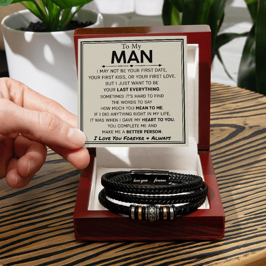 To My Man You Complete Me - Men's Leather Bracelet