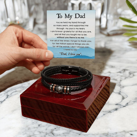 To My Dad, Forever Grateful - Men's Leather Bracelet