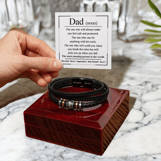 Definition of a Dad - Men's Leather Bracelet