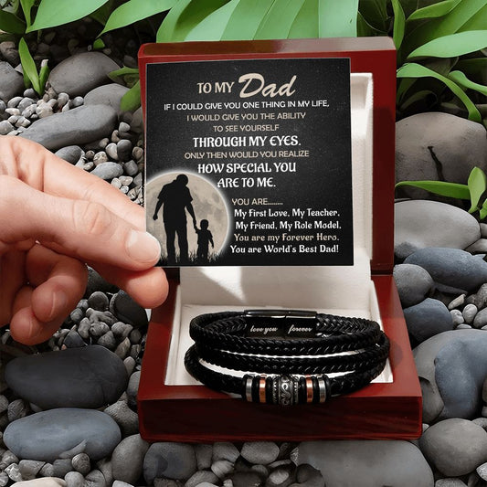 My Dad A Son's Forever Hero - Men's Leather Bracelet