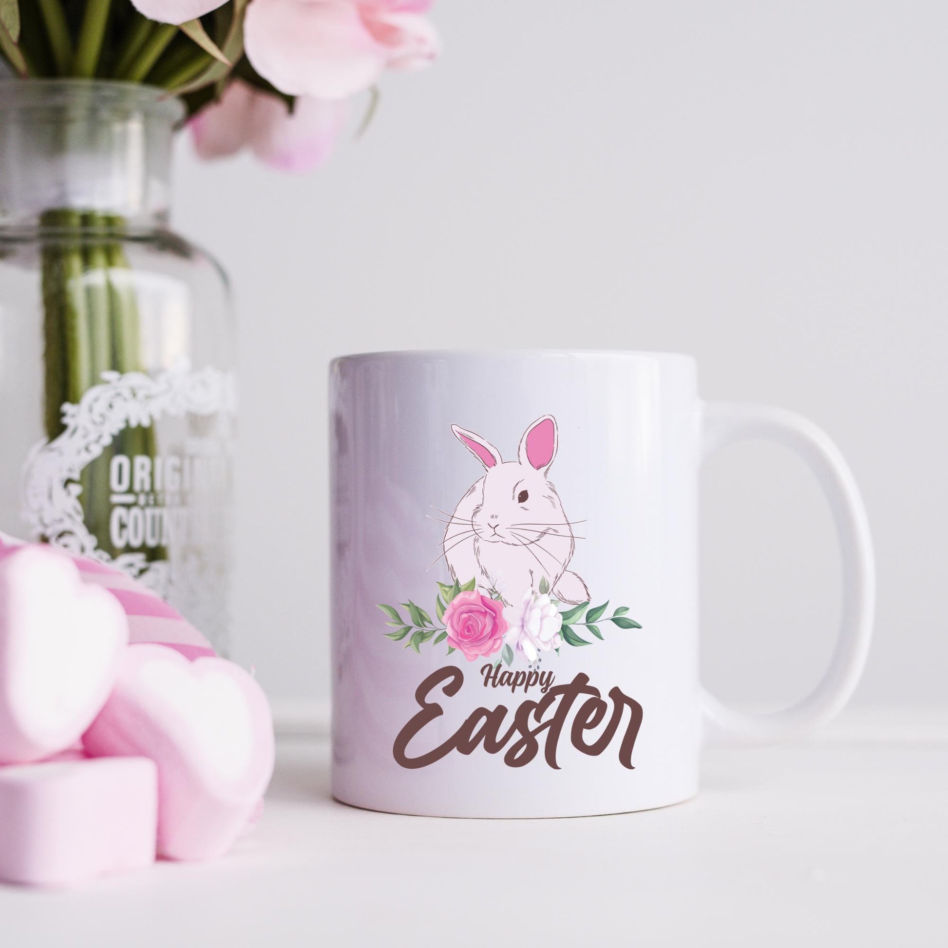 Pink Vintage Style Easter Bunny Coffee Mug