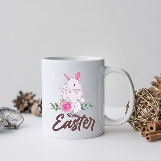 Pink Vintage Style Easter Bunny Coffee Mug