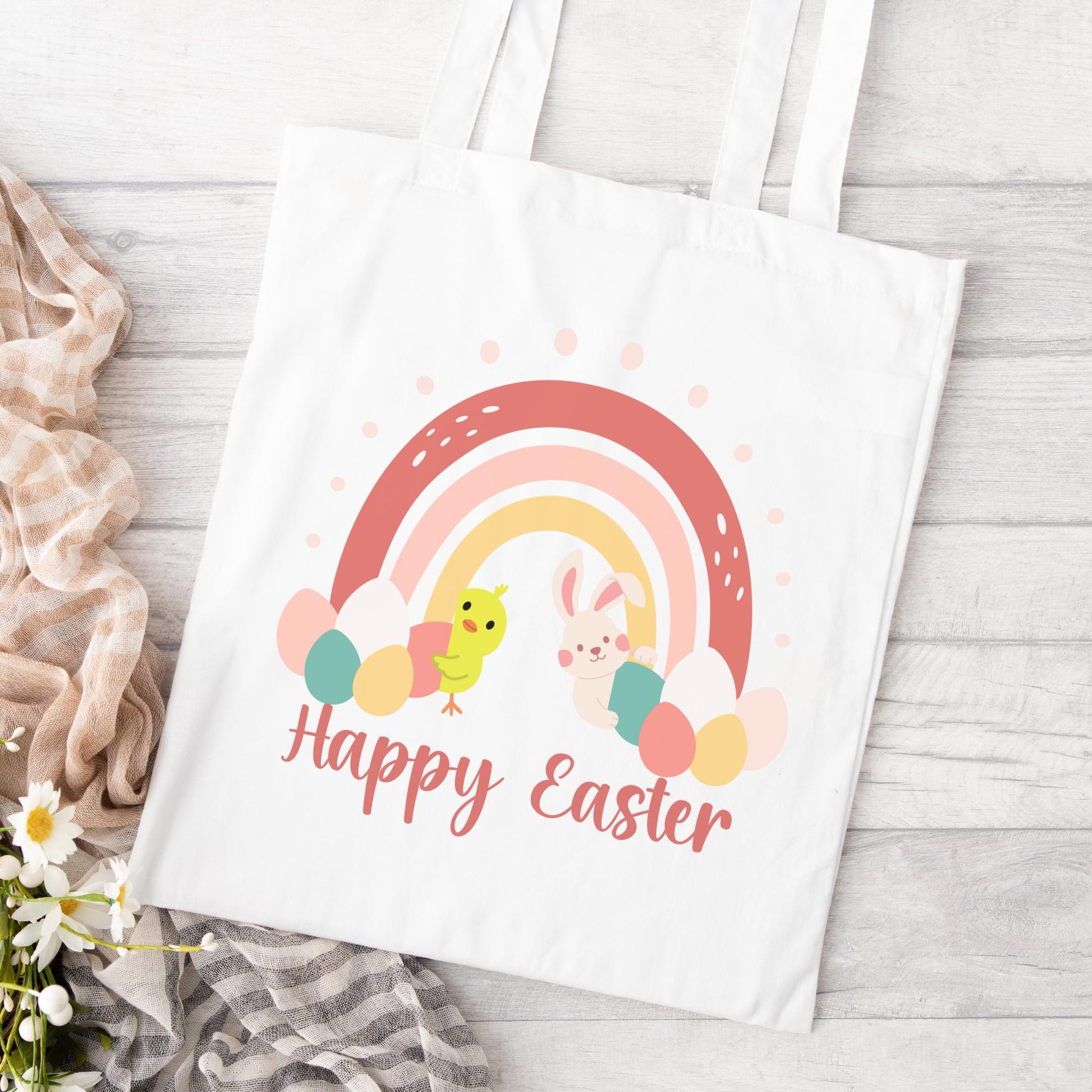 Easter Tote Bag Gifts for Kids, Cute Boho Rainbow Shopping Tote Bag