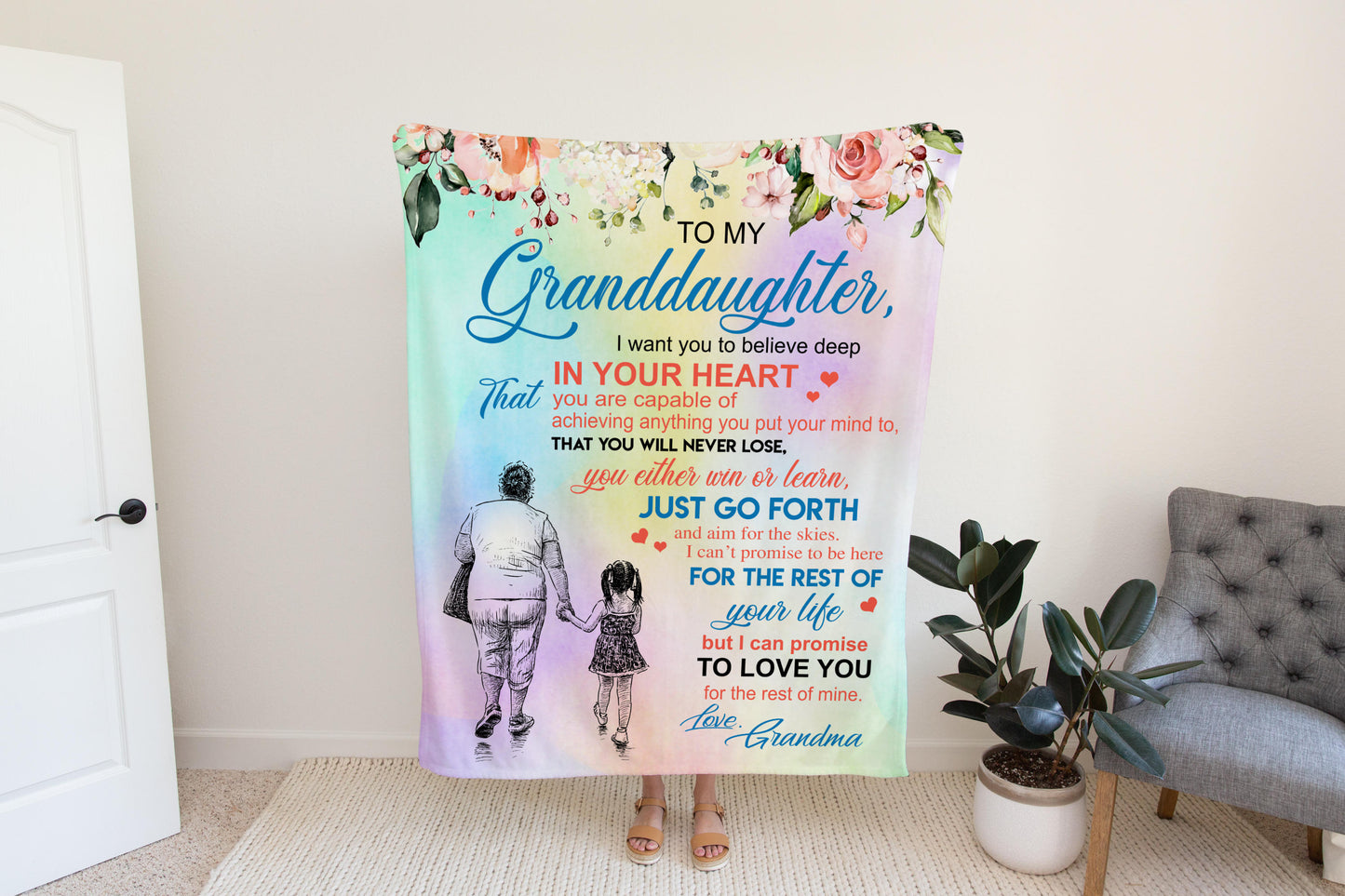 Sentimental Granddaughter Fleece Blanket, Granddaughter Gifts