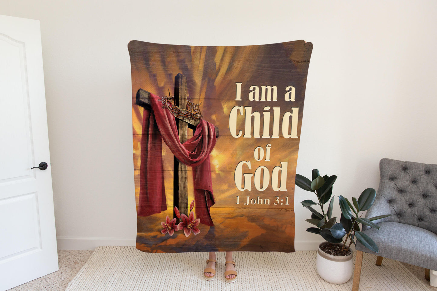 Scripture Fleece Blanket, Christian Gifts, Godchild Gifts