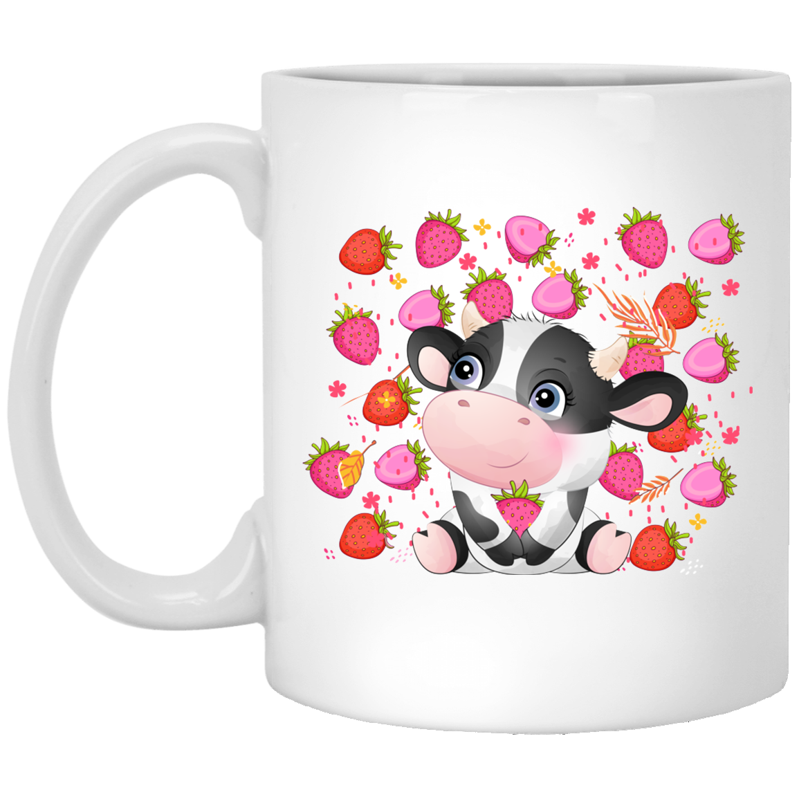 Strawberry Mug, Strawberry Cow, Cottagecore Mug, Strawberry Gift, Strawberry Decor