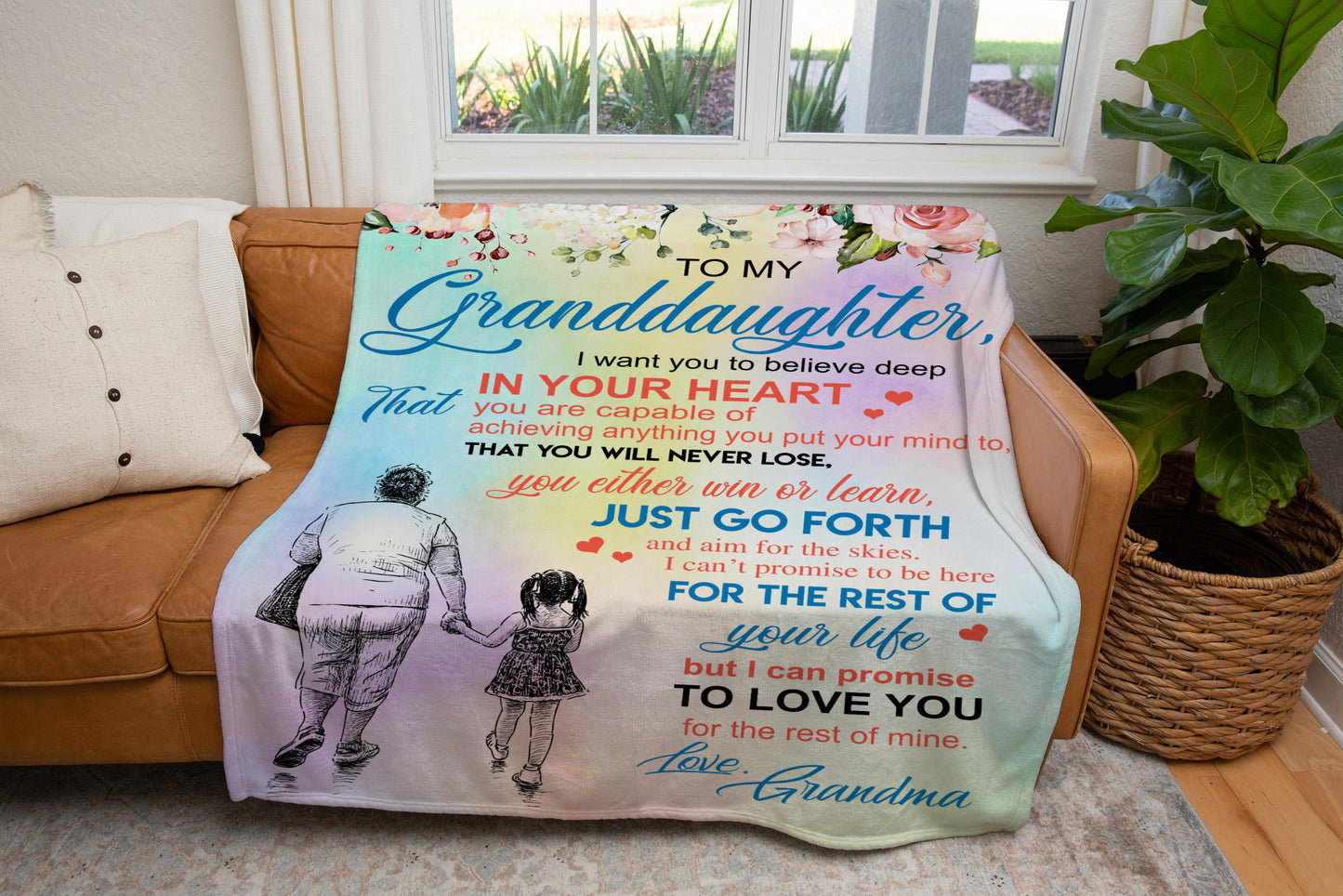 Sentimental Granddaughter Fleece Blanket, Granddaughter Gifts