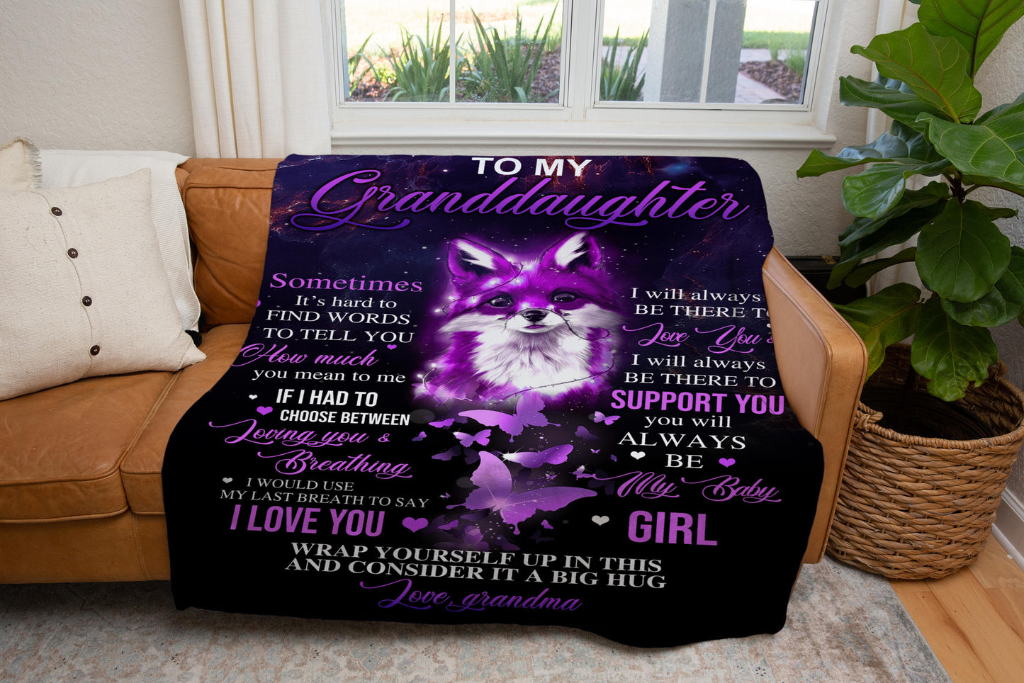 Cute Granddaughter Blanket Gift Idea, Fox Fleece Blanket