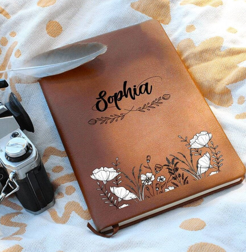 Custom Minimalist Journal Gift, Personalized Leather Journal, Anxiety Journal