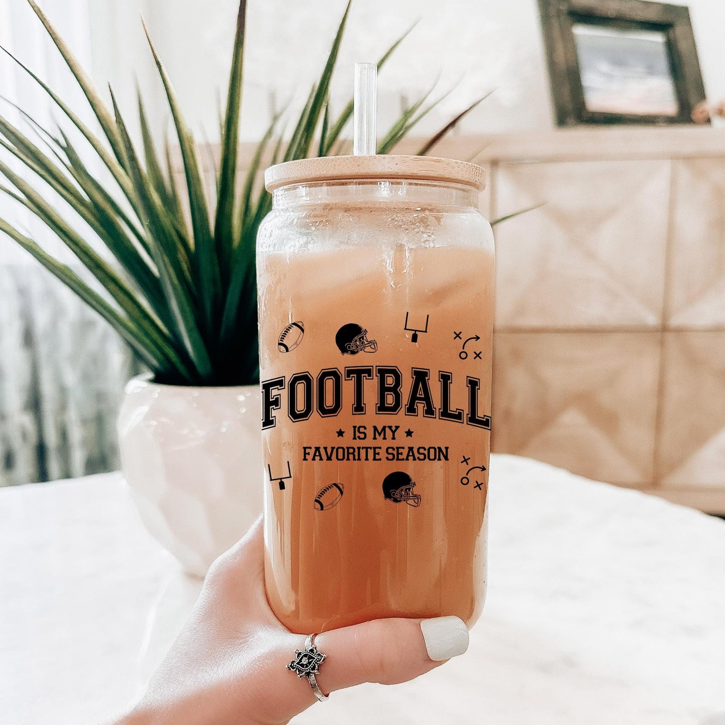 Football Season Glass Can, Gifts for Football Lovers, Game Day Cup, Football Mom Gift