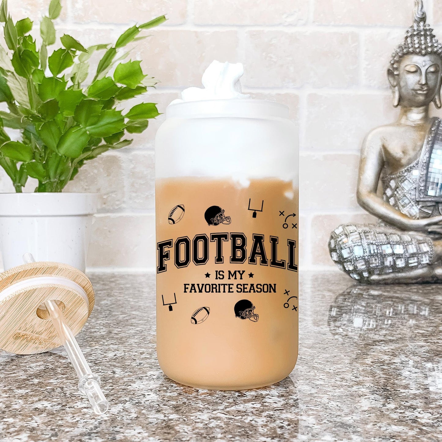 Football Season Glass Can, Gifts for Football Lovers, Game Day Cup, Football Mom Gift