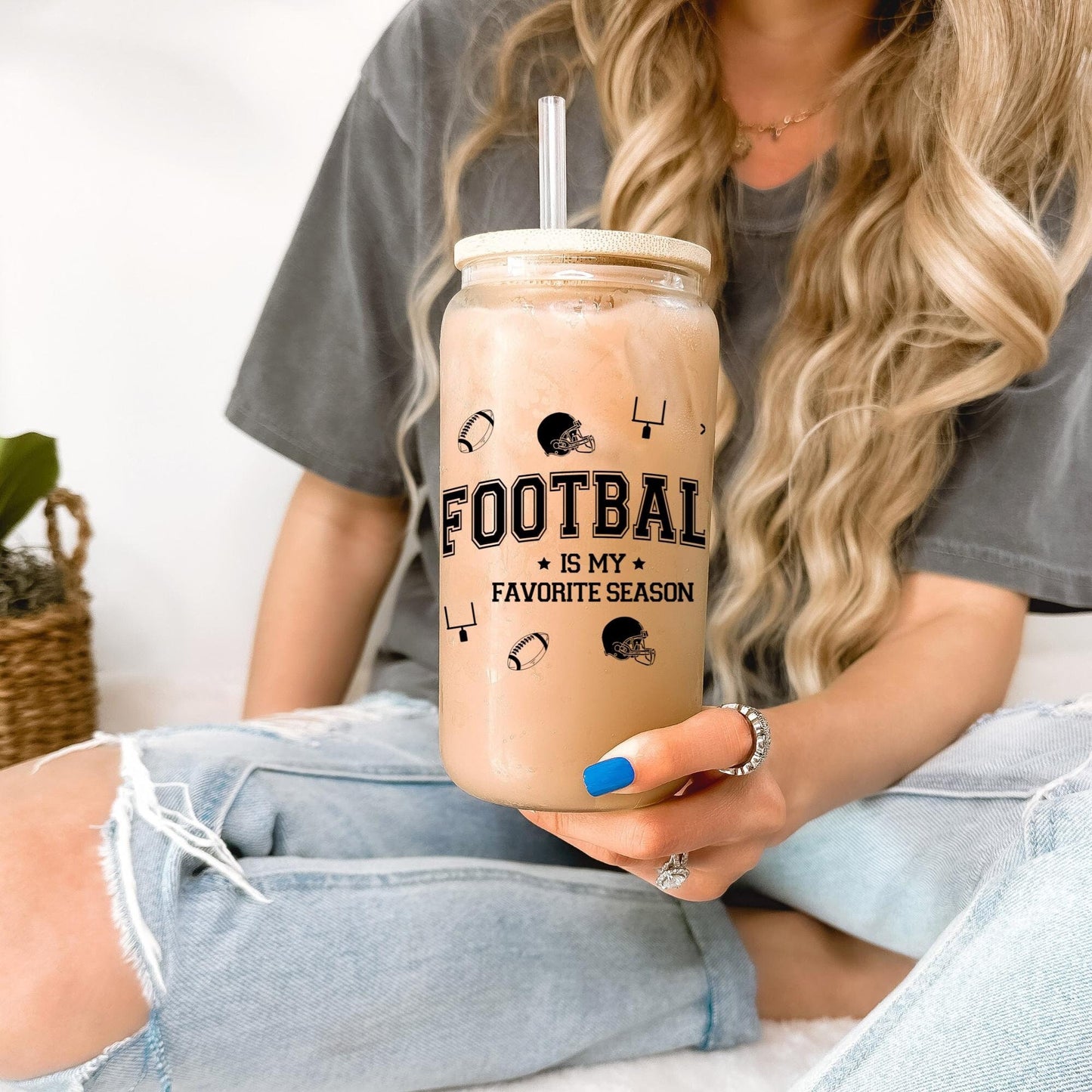 Football Season Glass Can, Gifts for Football Lovers, Game Day Cup, Football Mom Gift