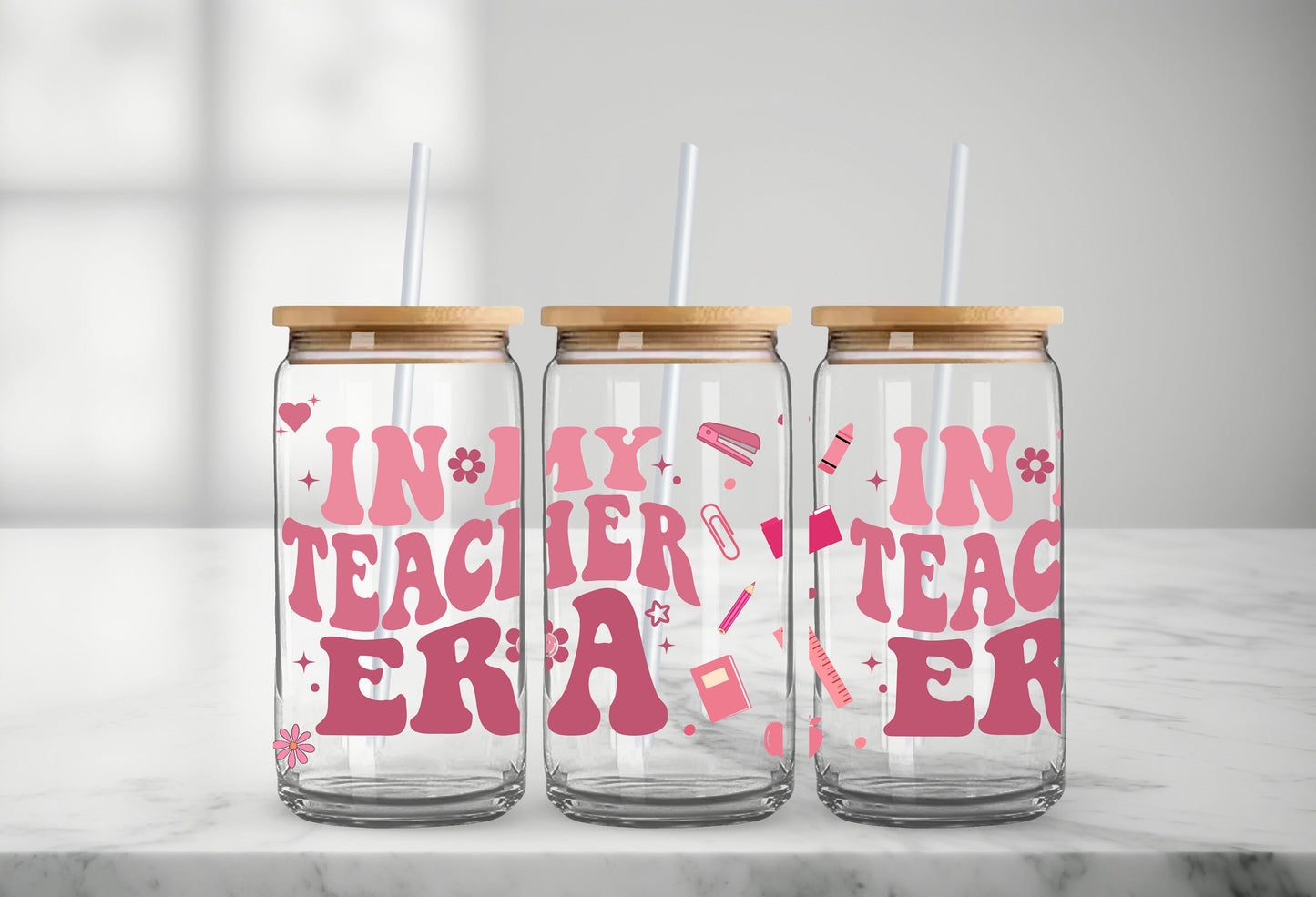 Teacher Glass Can, Teacher Gifts, Iced Coffee Cup, Teacher Appreciation, Coffee Lovers