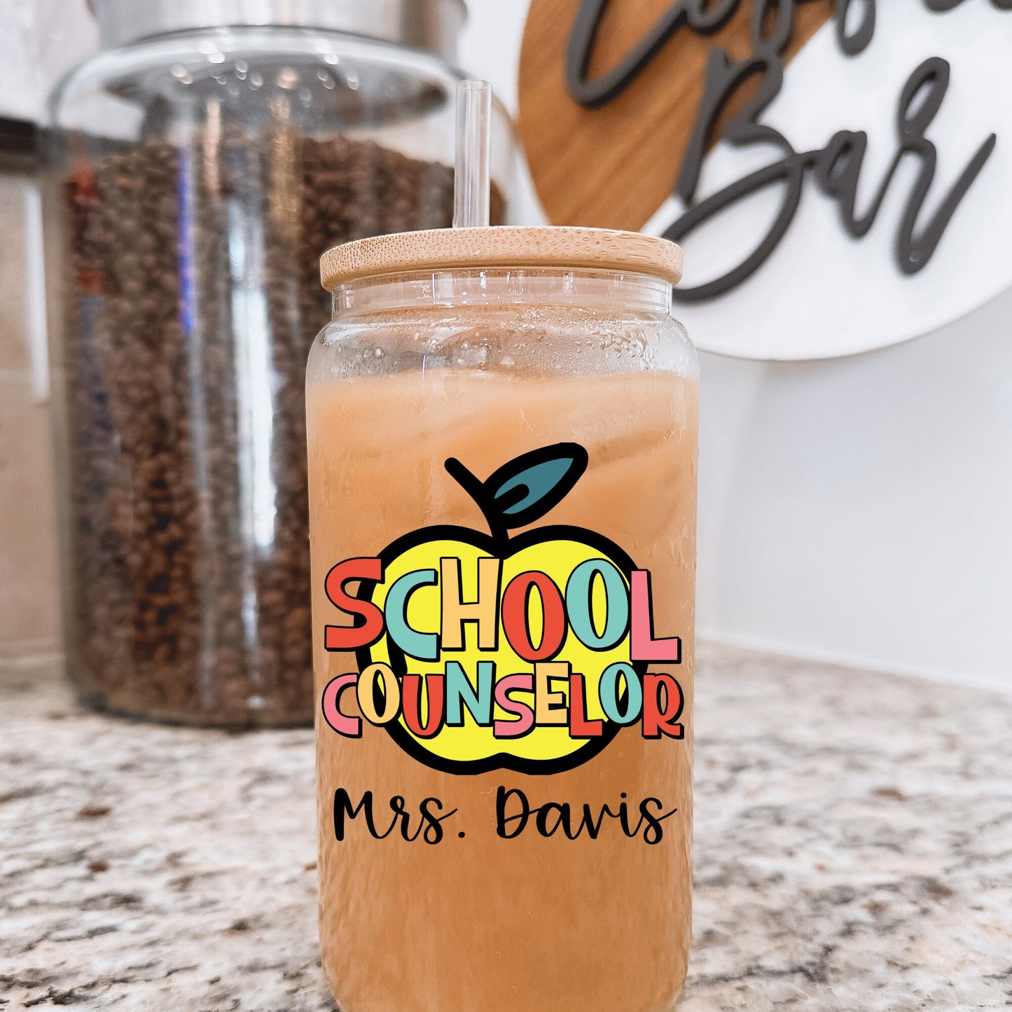 School Counselor Glass Can Gifts, Personalized Gift for Counselor, School Counselor Coffee Cup