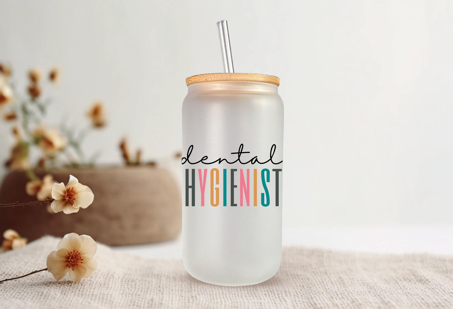 Dental Hygienist Glass Can, Dental Hygienist Gifts, Coworker Gifts, Birthday Gifts