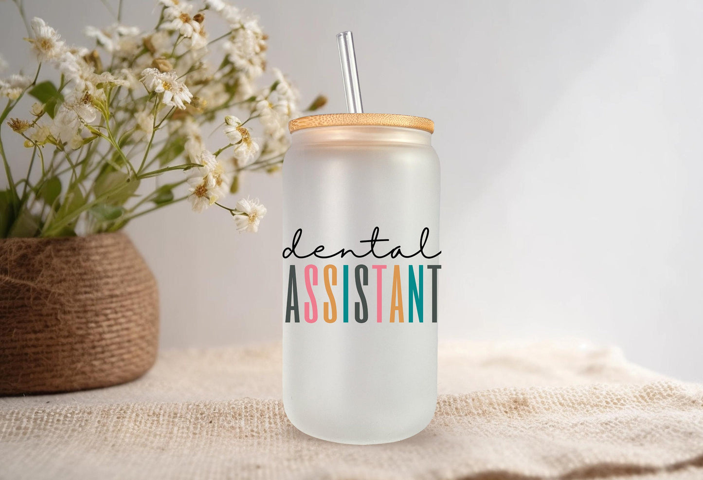 Dental Assistant Glass Can, Dental Assistant Gifts, Coworker Gifts, Dental Office Gift