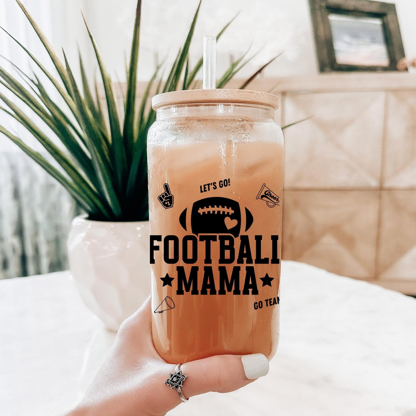 Football Mama Glass Can, Football Season, Football Mom, Gift for Moms