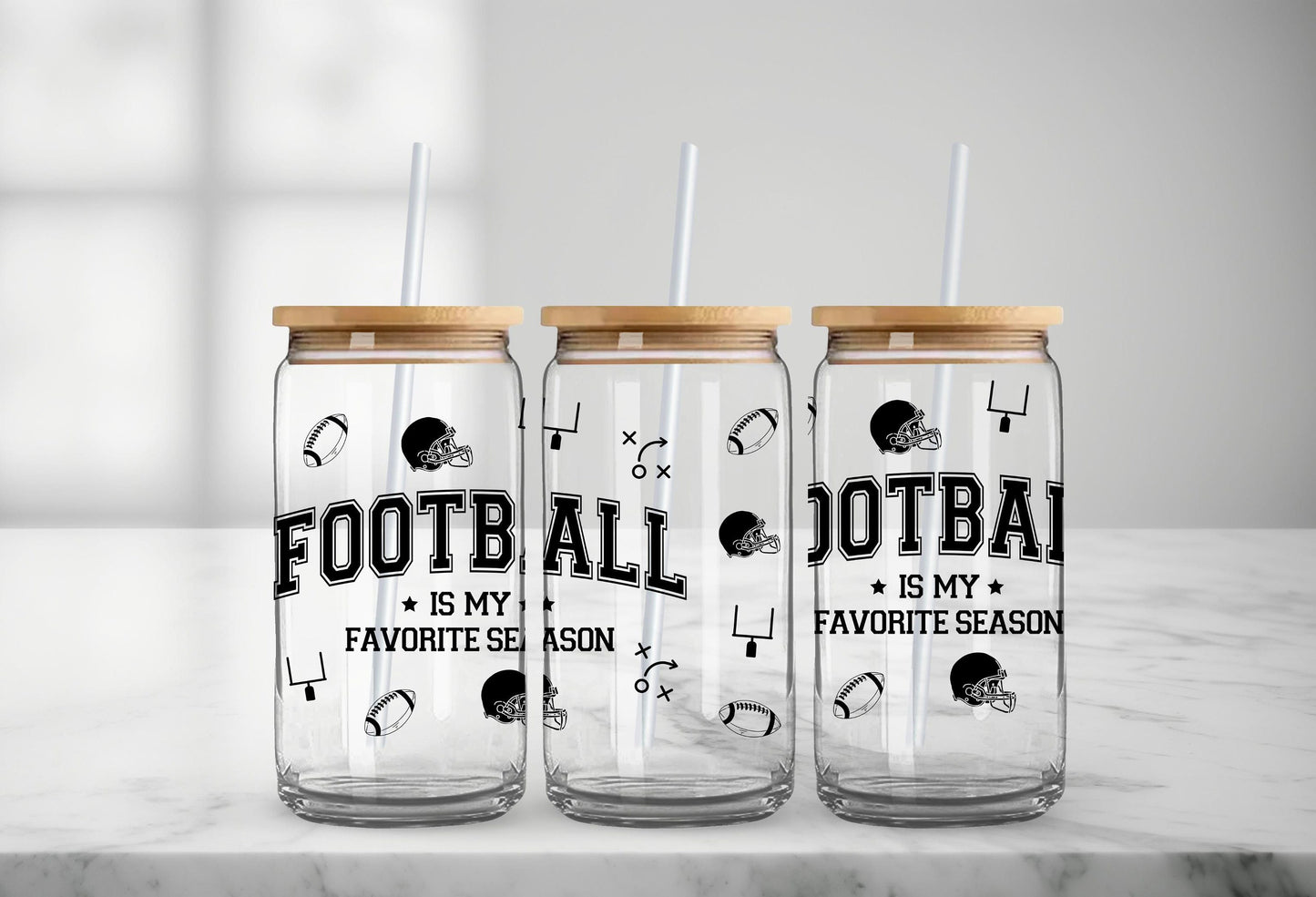 Football Season Glass Can, Gifts for Football Lovers, Game Day Cup, Football Mom Gift