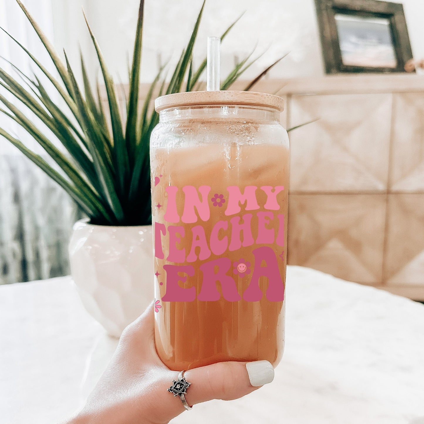 Teacher Glass Can, Teacher Gifts, Iced Coffee Cup, Teacher Appreciation, Coffee Lovers