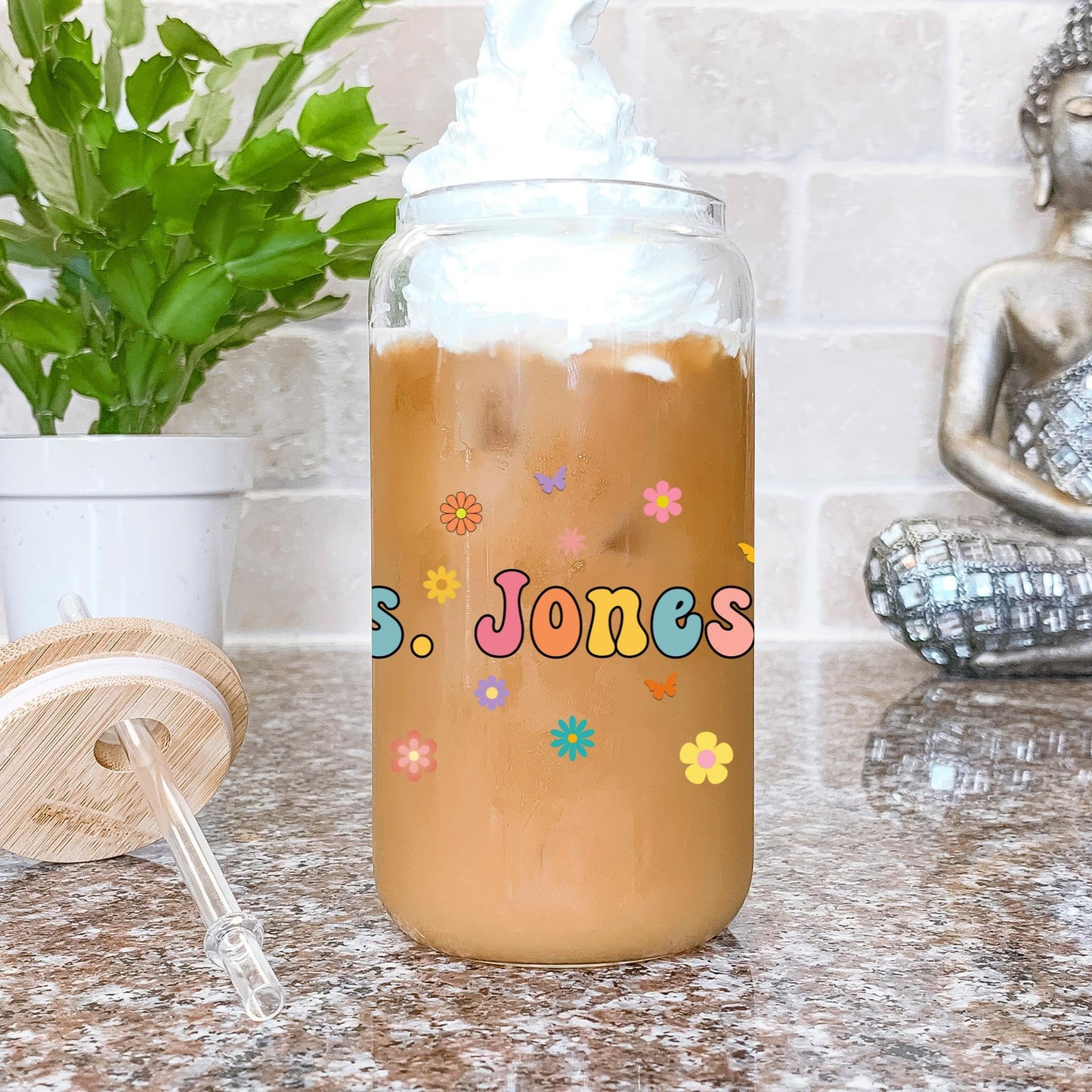 Custom Teacher Libbey Glass Can, Teacher Gifts, Iced Coffee Cups, Teacher Appreciation