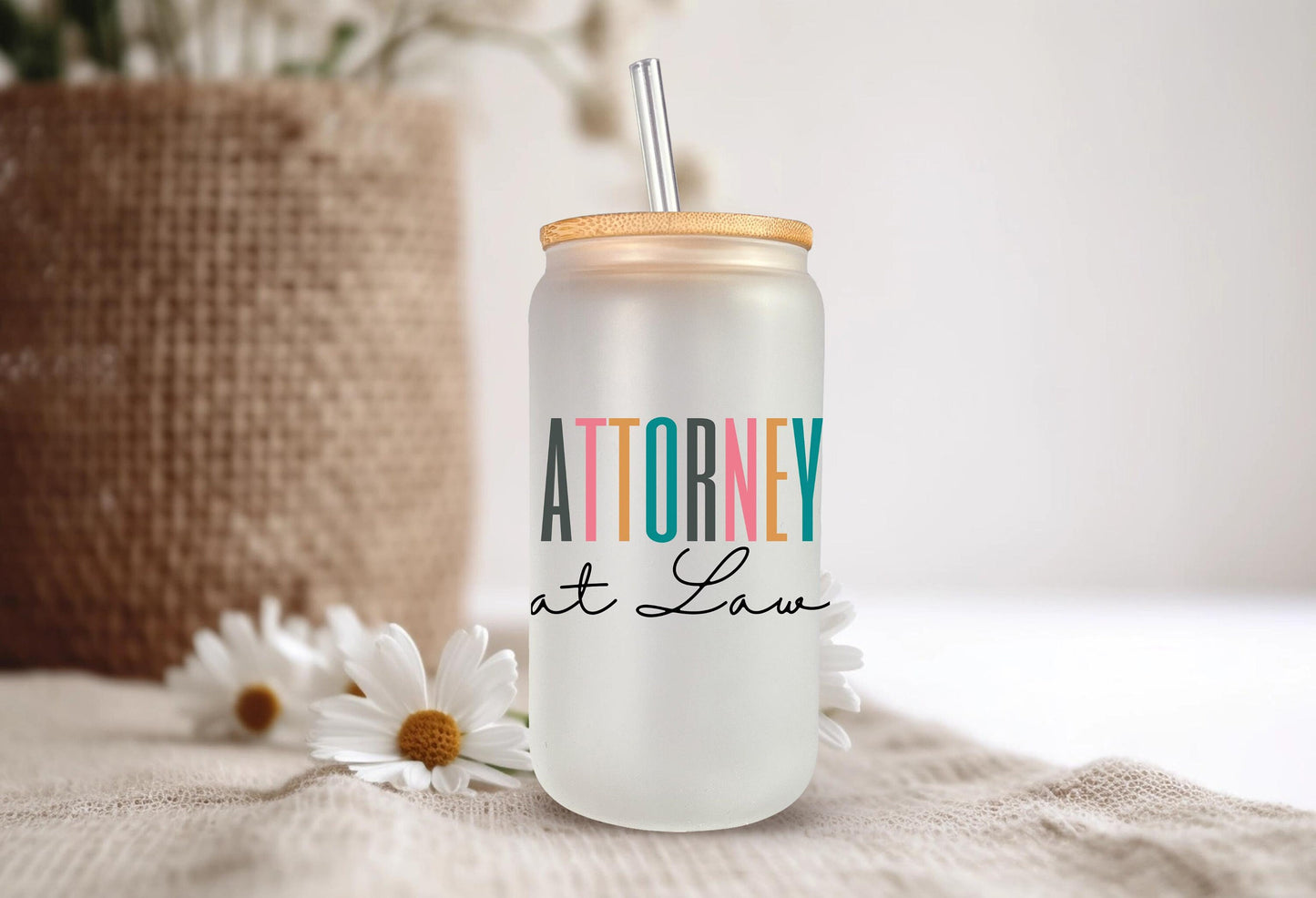 Attorney at Law Glass Can, Lawyer Gifts, Attorney Gifts, Lawyer Grad Gift