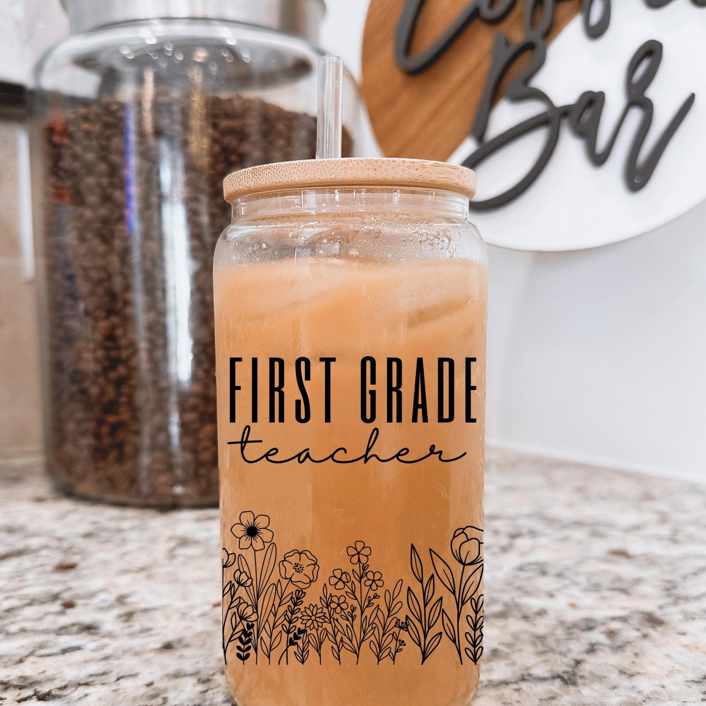 First Grade Teacher Glass Can, Gifts for First Grade Teacher, Teacher Appreciation