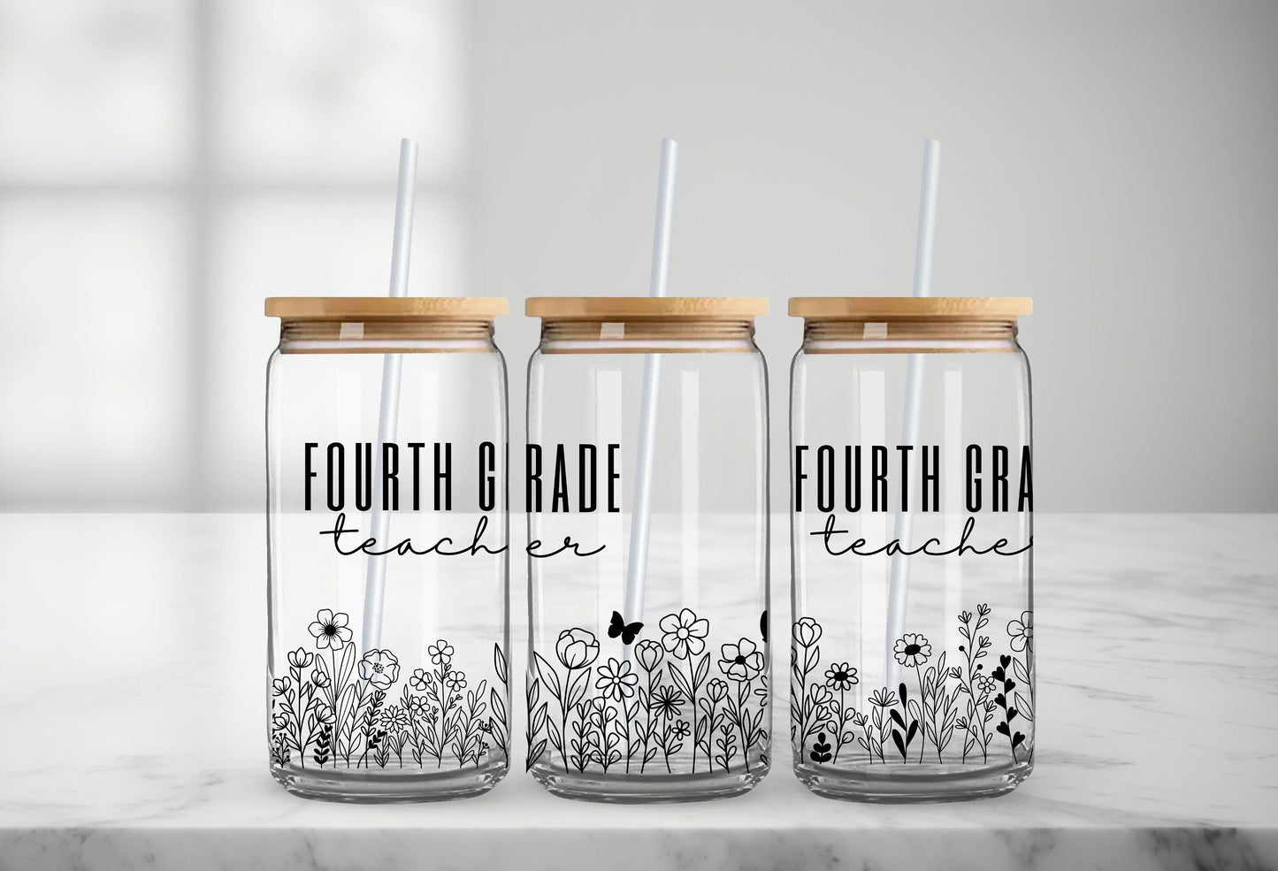 Fourth Grade Teacher Glass Cans, Gifts for Teacher, Teacher Appreciation Gifts