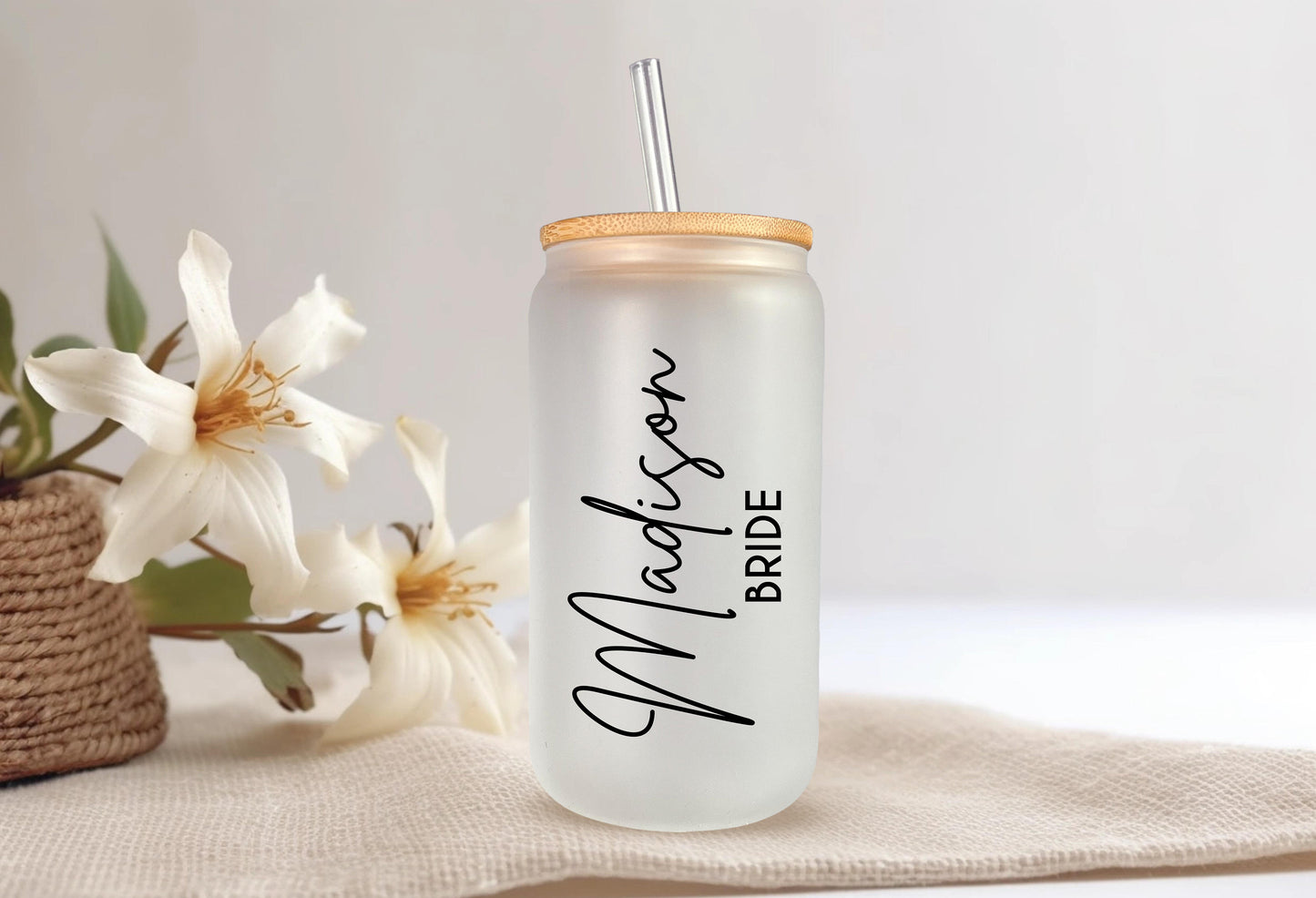 Personalized Bridesmaid Glass Can, Bridesmaid Proposal Gift, Bachelorette Party