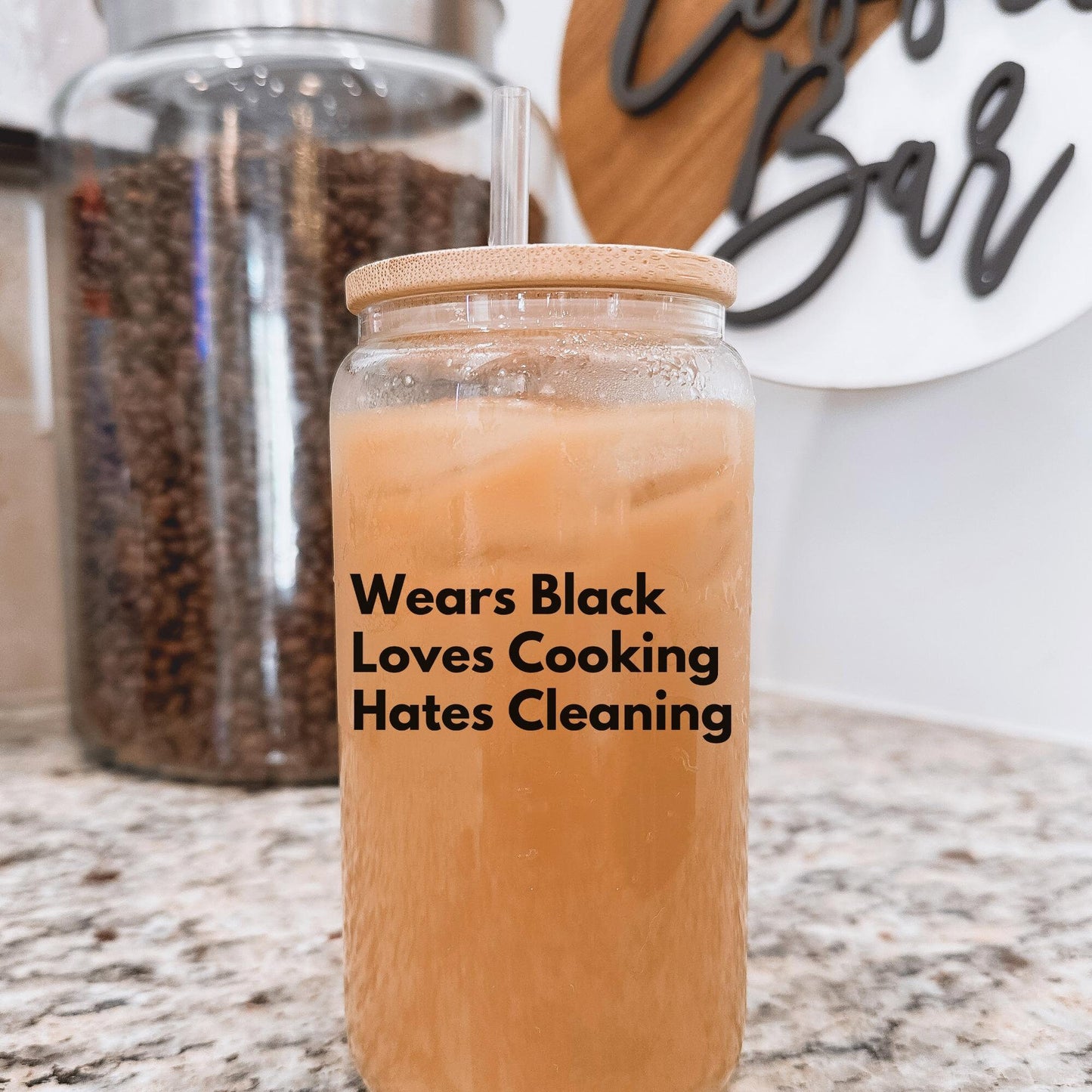 Cooking Gifts for Her, Wears Black, Iced Coffee Cup, Funny Gifts, Chef Gifts, Gifts for Him