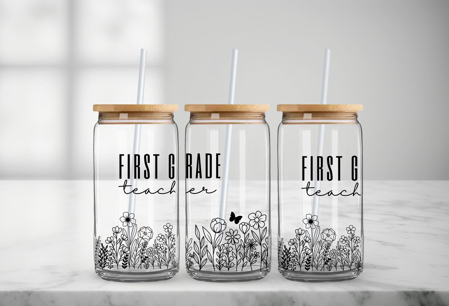 First Grade Teacher Glass Can, Gifts for First Grade Teacher, Teacher Appreciation