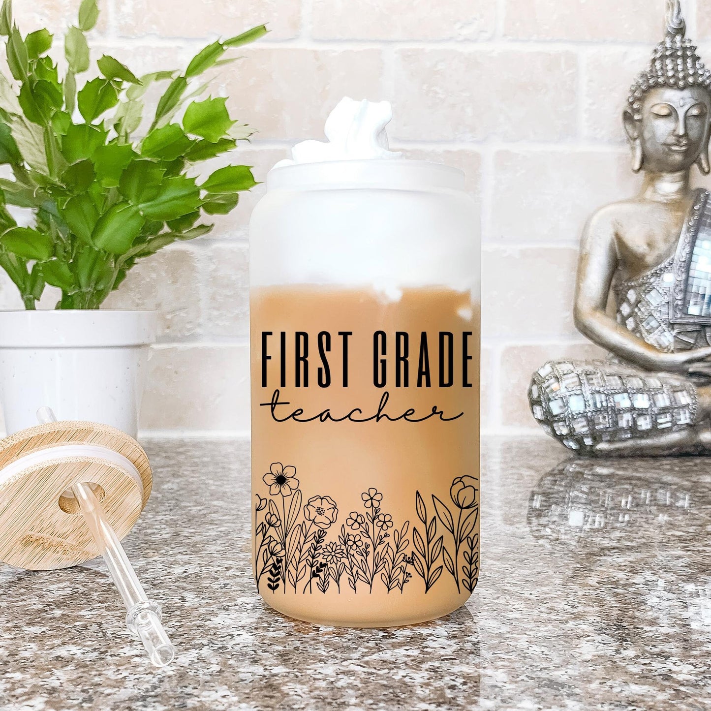 First Grade Teacher Glass Can, Gifts for First Grade Teacher, Teacher Appreciation