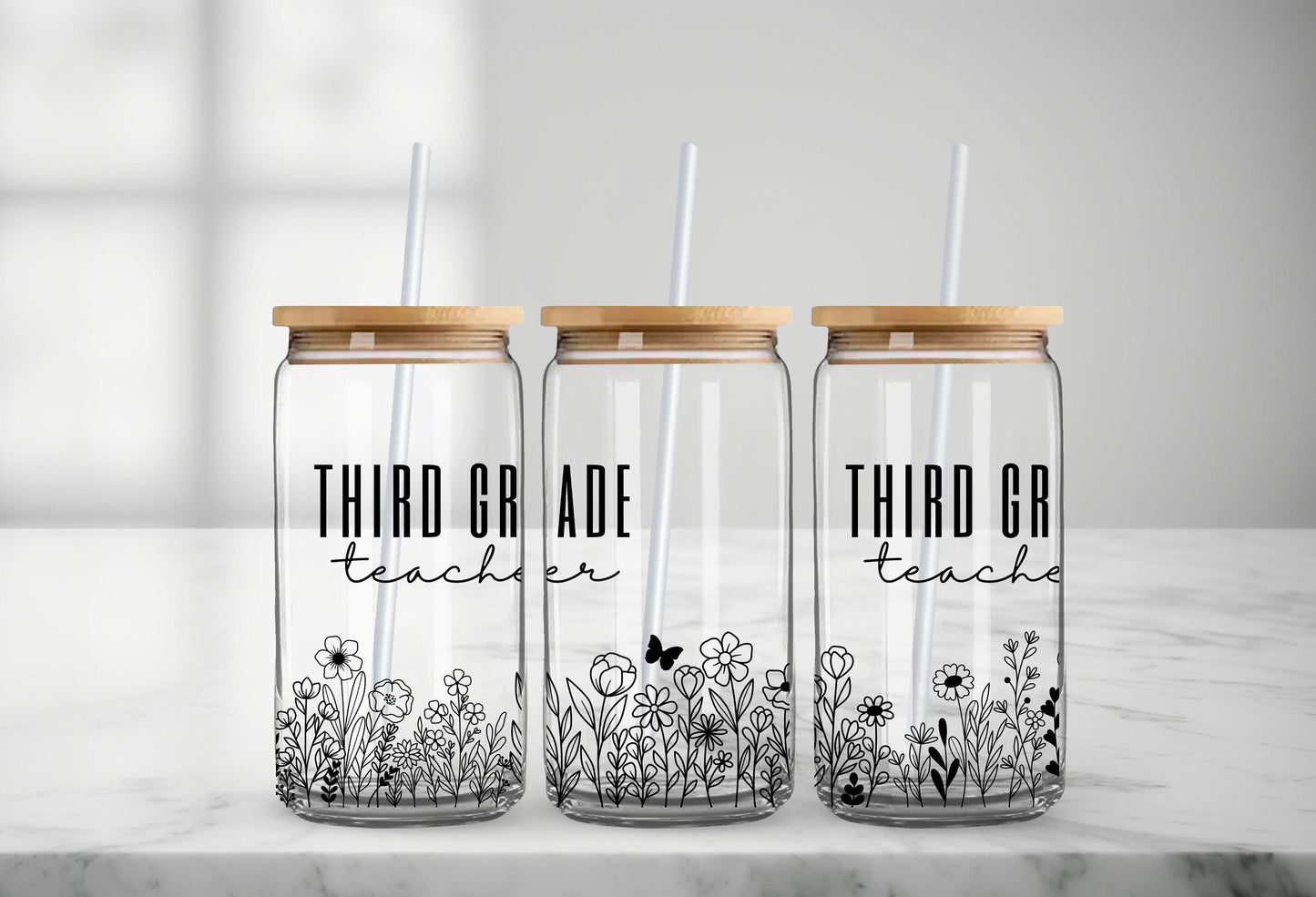 Third Grade Teacher Glass Cans, Gifts for Third Grade Teacher, Teacher Appreciation Gifts