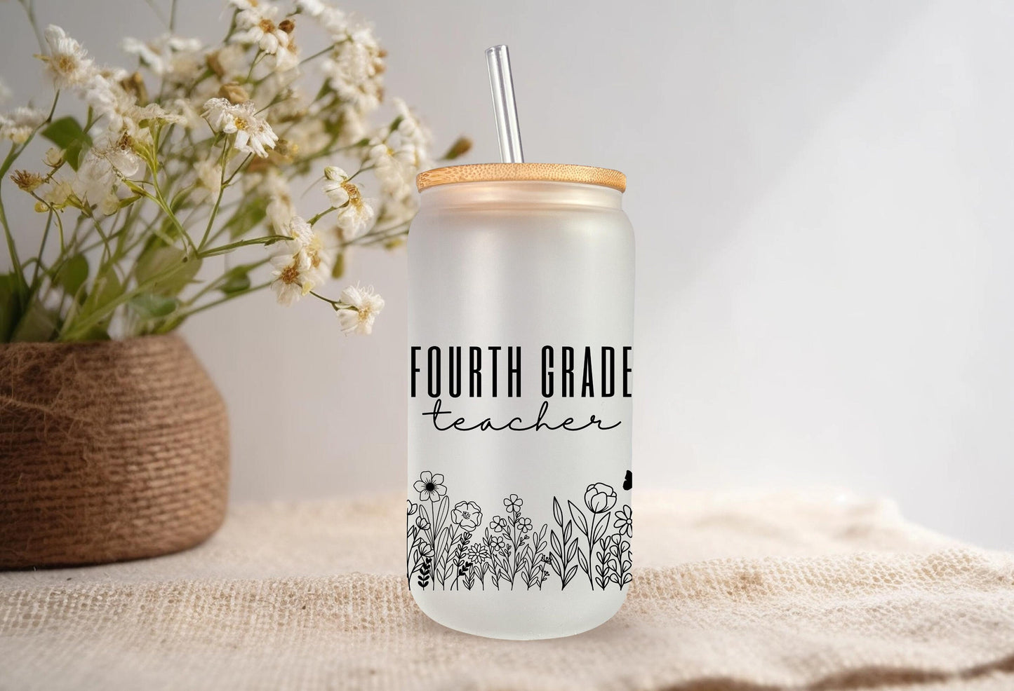 Fourth Grade Teacher Glass Cans, Gifts for Teacher, Teacher Appreciation Gifts