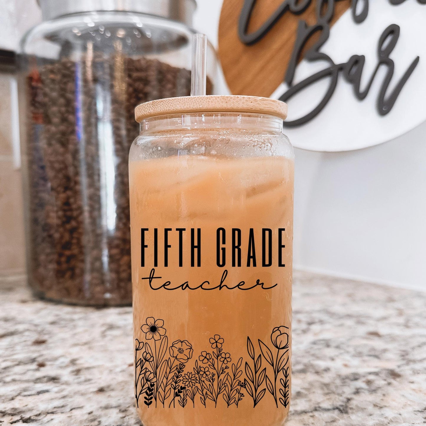 Fifth Grade Teacher Glass Can, Elementary School Teacher, Teacher Appreciation