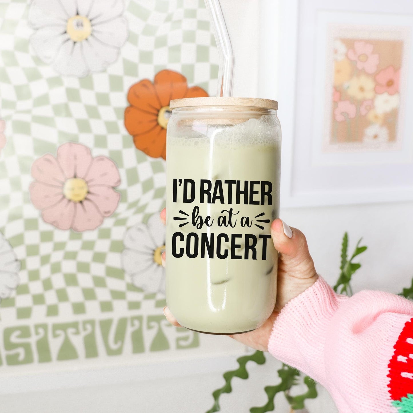 I'd Rather be at a Concert Glass Can, Funny Tumbler, Music Lover Gifts, Birthday Gifts