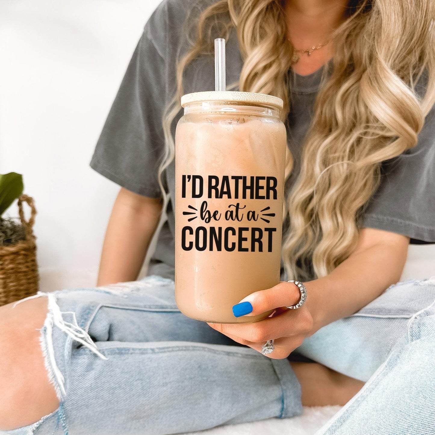 I'd Rather be at a Concert Glass Can, Funny Tumbler, Music Lover Gifts, Birthday Gifts