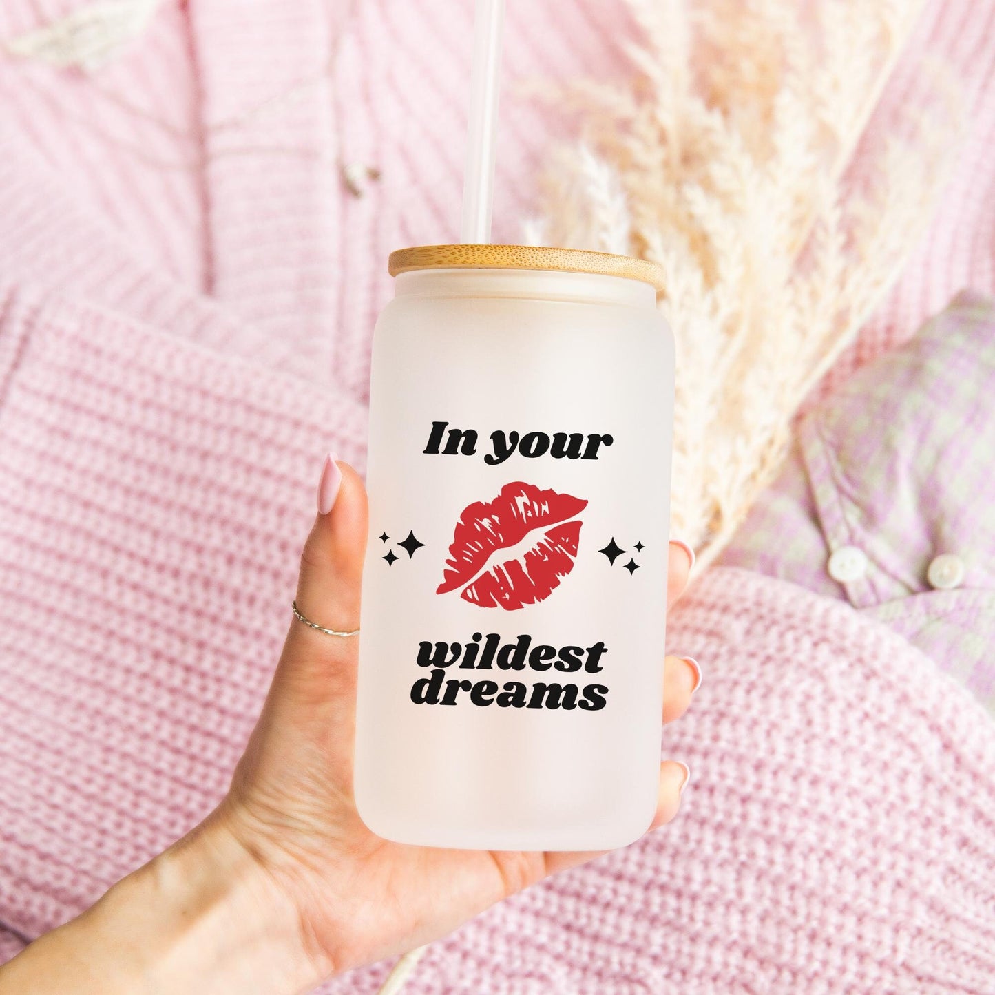 In Your Wildest Dreams Glass Can, Iced Coffee Cup, Music Gifts for Her, Birthday Gifts