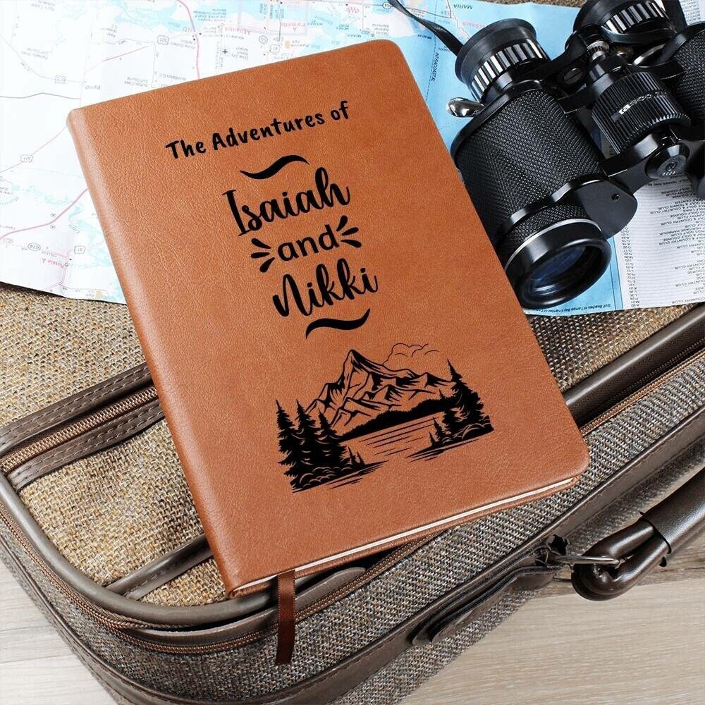 Travel Journal, Travel Diary, Couples Gift, Custom Name Leather Journal Gift