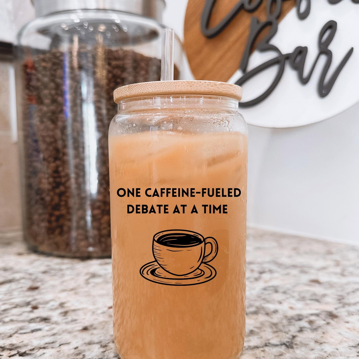 One Caffeine-Fueled Debate At A Time Glass Tumbler, Gift for Lawyer, Attorney Gifts