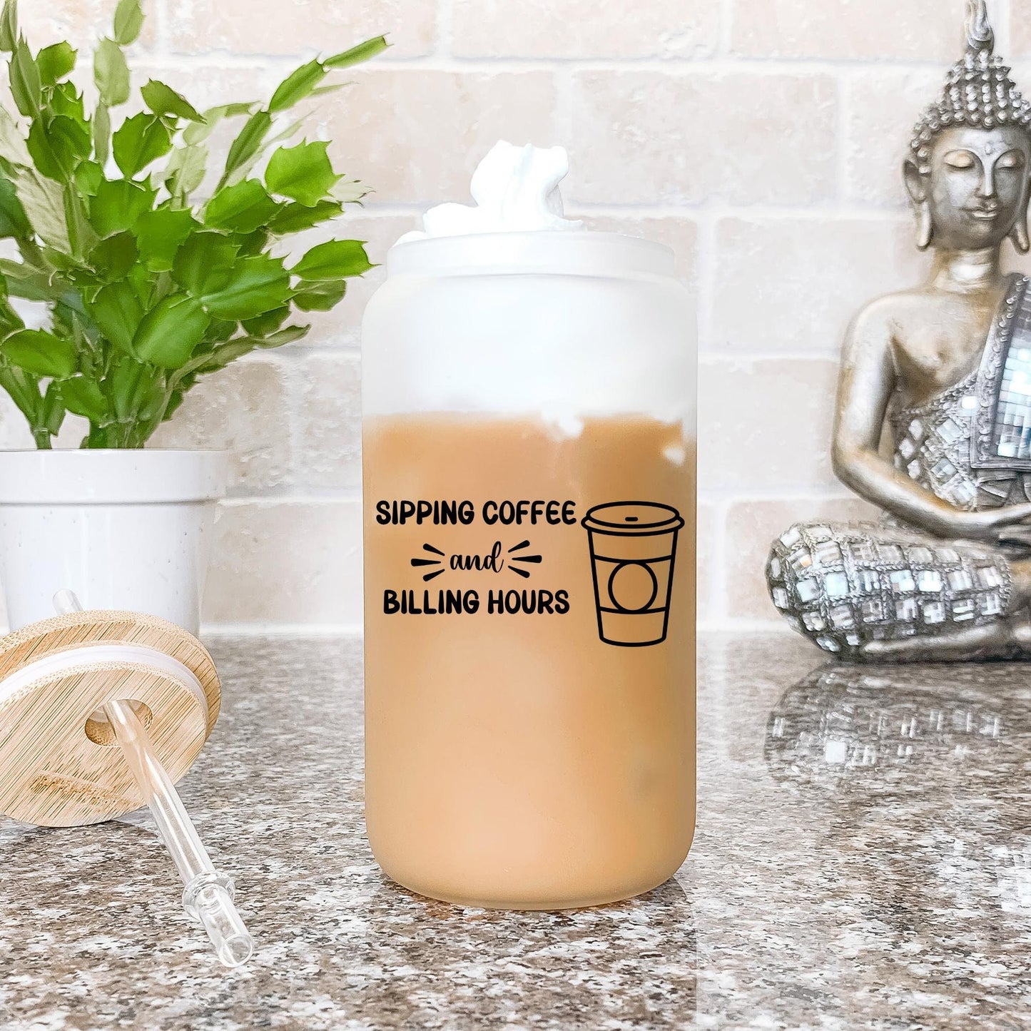 Sipping Coffee & Billing Hours Glass Tumbler, Lawyer Gifts, Accountants Gift