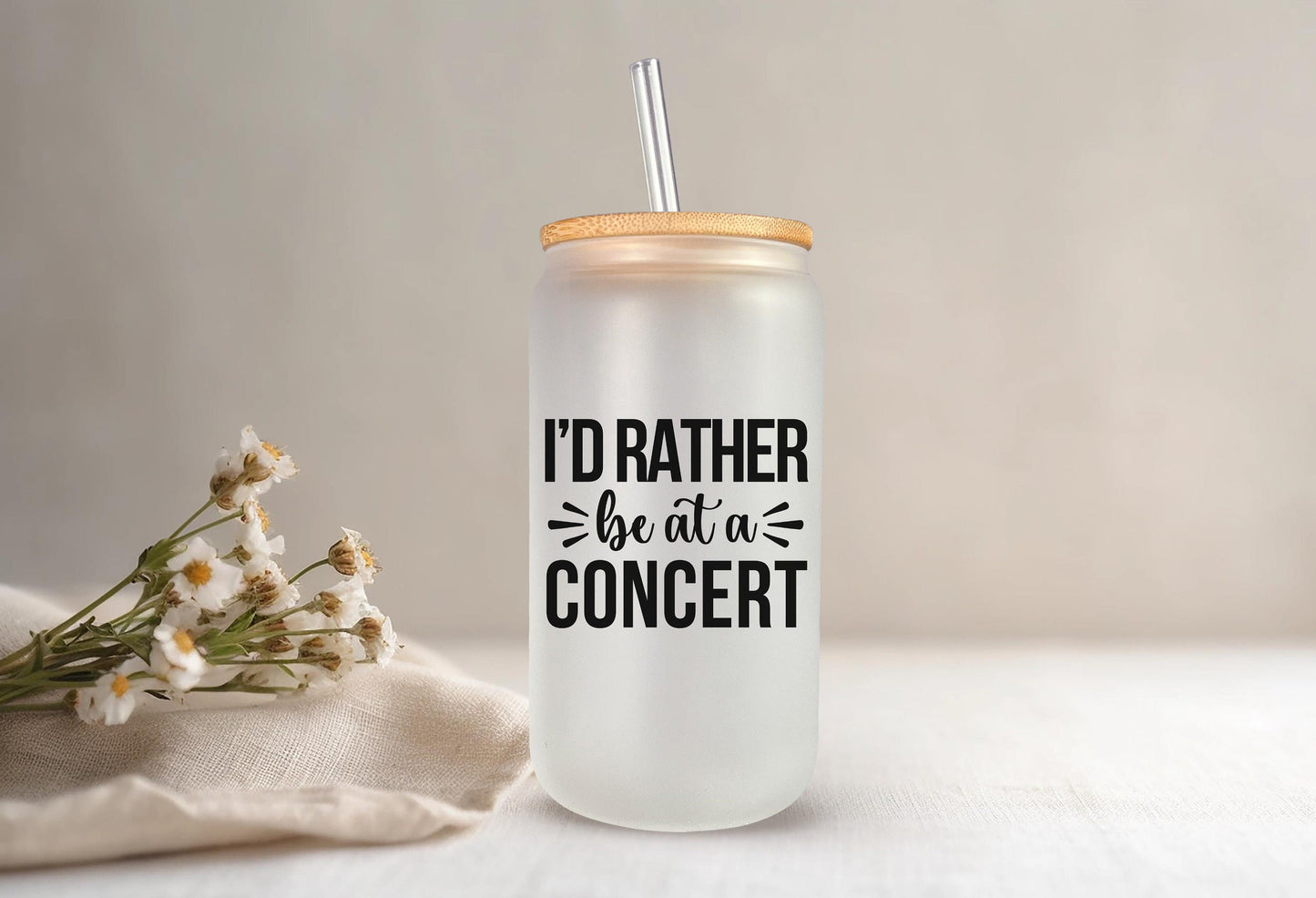 I'd Rather be at a Concert Glass Can, Funny Tumbler, Music Lover Gifts, Birthday Gifts