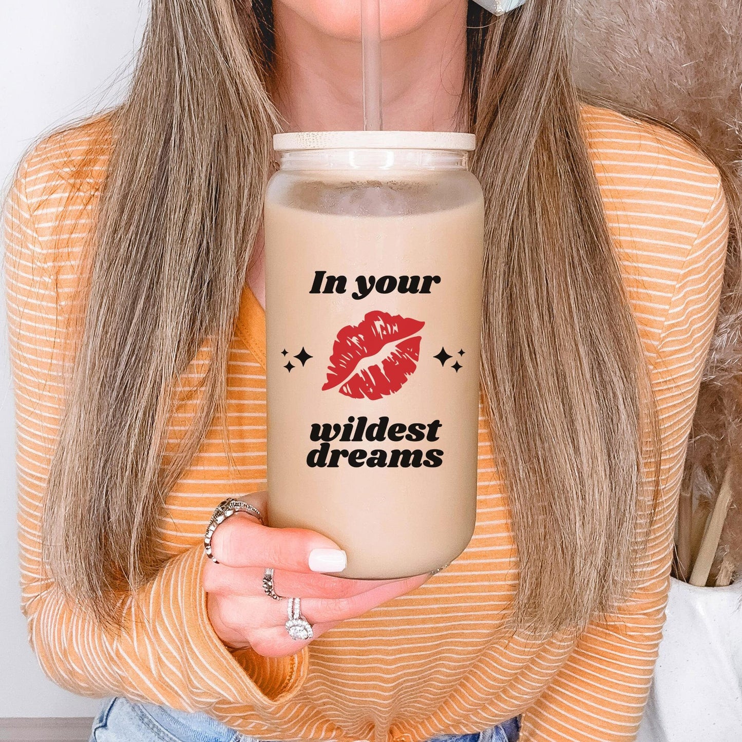 In Your Wildest Dreams Glass Can, Iced Coffee Cup, Music Gifts for Her, Birthday Gifts